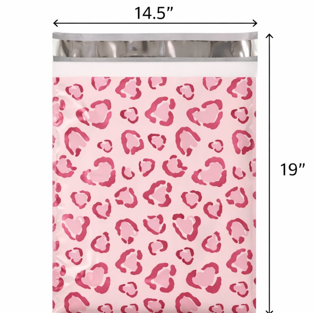 20ct Large 14.5 x 19 Leopard Hearts Poly Mailers - Picture 2 of 3